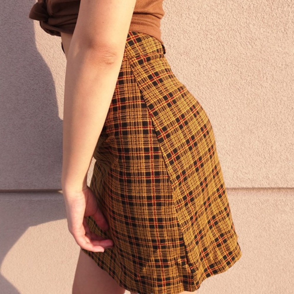 Checkered Skirt in Mustard Yellow